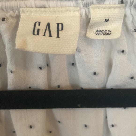 ❤️🔥5/20$ GAP💫 Women’s White/Black Swiss Polka Dot Ruffle V-Neck Blouse - Picture 8 of 11